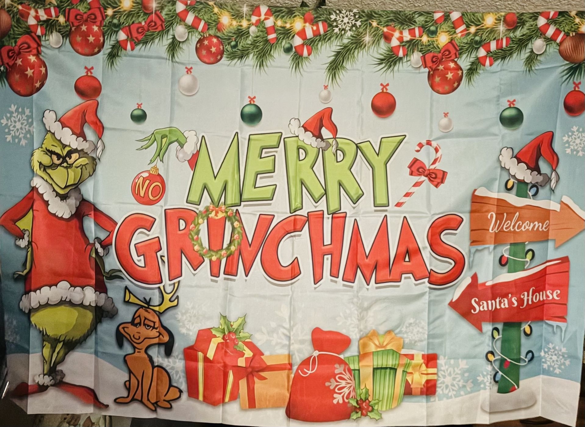 Merry Grinchmas backdrop new in package