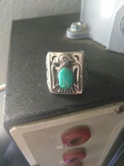 Bell Sterling Native American Ring "Thunderbird" Size 9. $75