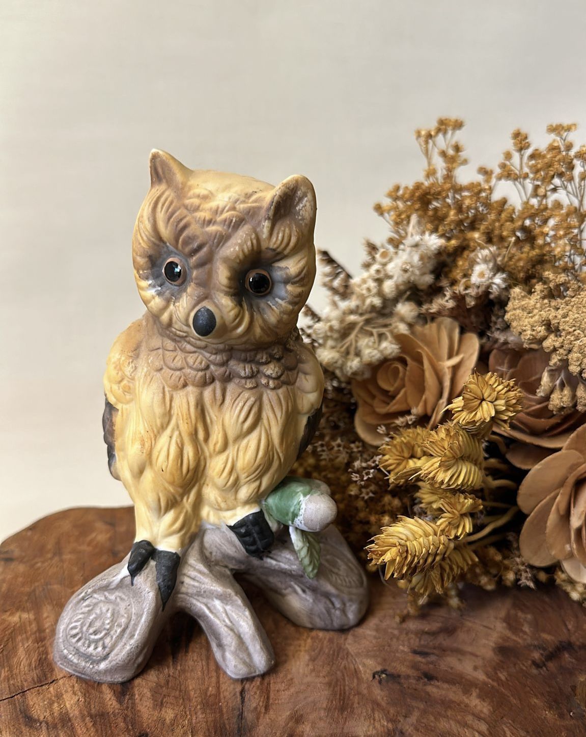 Vintage Owl Figurine Statue Artware Made In Taiwan Home Decoration Accent