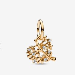 Pandora Sparkling Heart & Family Tree Leaf Dangle Charm
14k gold