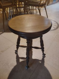 Antique Wood Piano Stool with Claw Feet