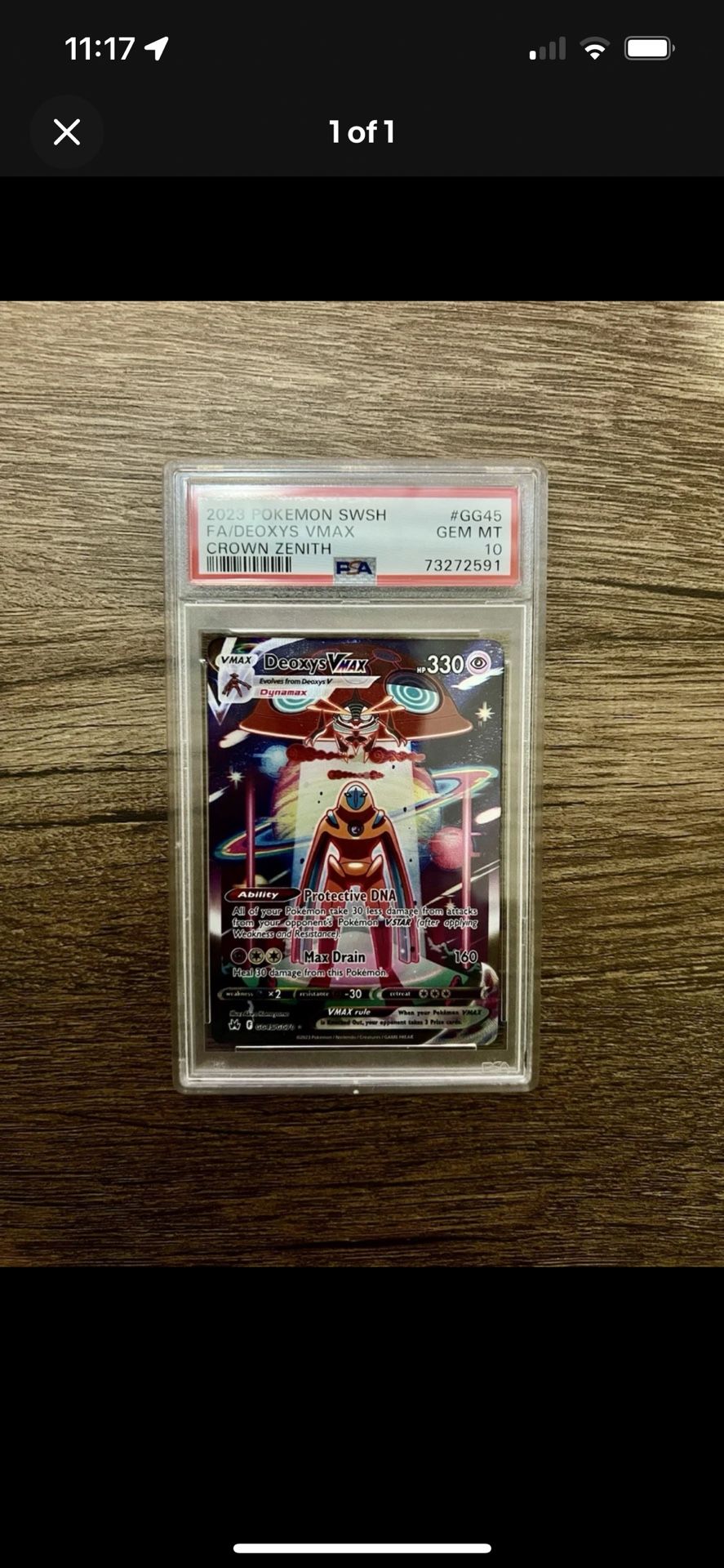 PSA 10 Deoxys Vmax Crown Zenith Pokemon