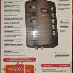 NEW! PowerStation Surge Protector 2250 Joules Home Theater PC Oled Monitor