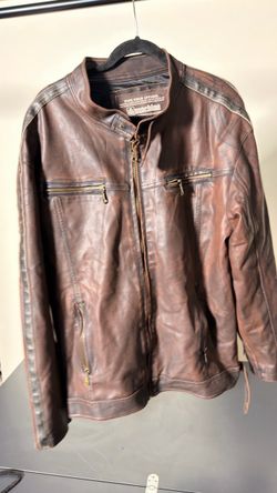 Machine Clothing Company Type Field Brown Faux Leather Racer Jacket XXL