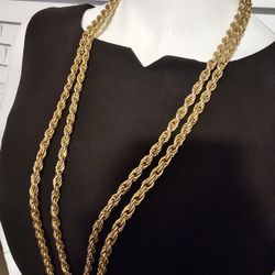 $25.00 - 1970's-80's Gold Tone Rope Necklace!  36" Double Strand with Unique Clasp!  Lenght/Look  Variety!!