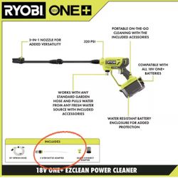 RYOBI ONE+ 18V EZClean 320 PSI 0.8 GPM Cordless Battery Cold Water Power Cleaner (Tool Only)