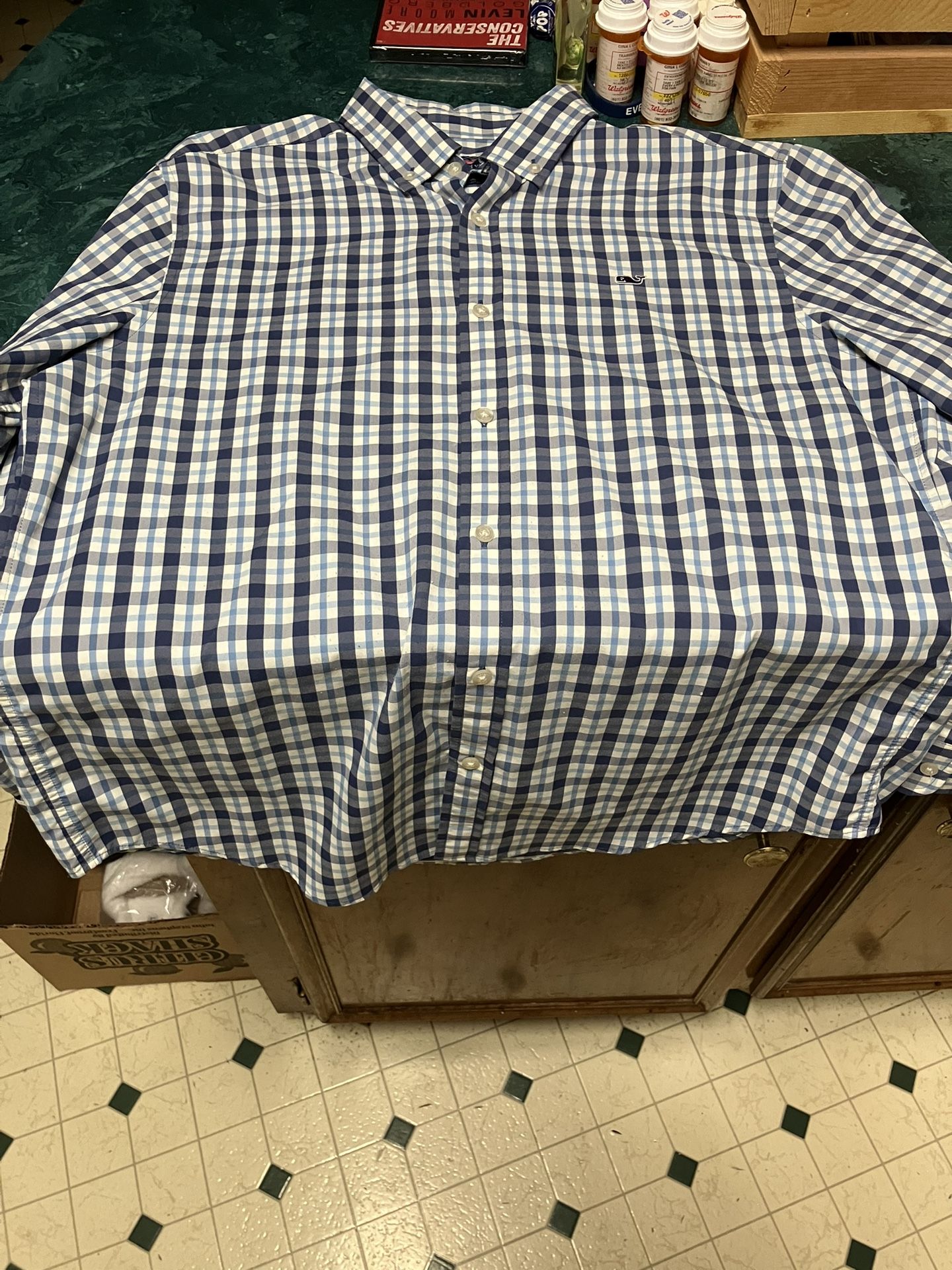 Vineyard Vines Plaid Button-Down Whale Shirt Shep Ian, Size Large