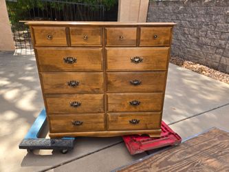 Tall Wood Dresser with Brass Hardware