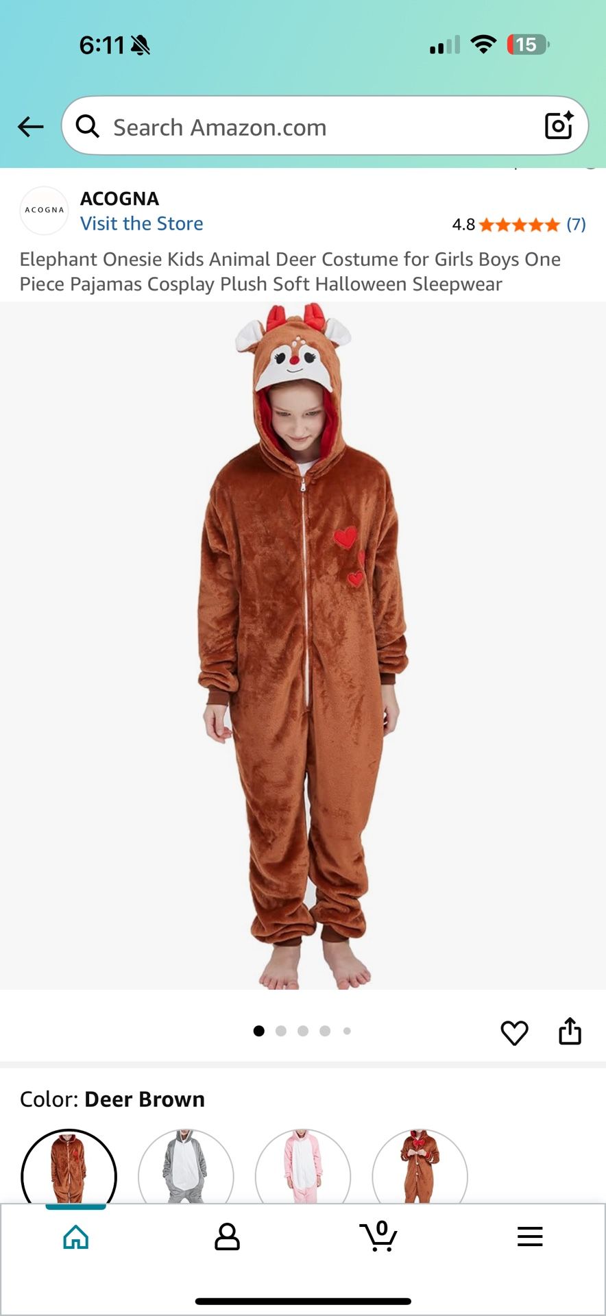 Deer Costume for Girls Boys One Piece Pajamas Cosplay Plush Soft Halloween Sleepwear