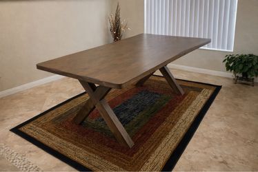 Beautiful Brand New Solid Wood Shaped Edge Dining Table