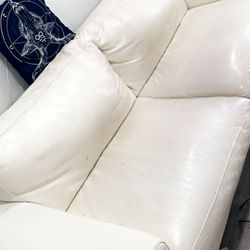 White and Chrome Leather Couch Set