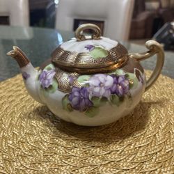 Antique Nippon Hand Painted Floral Teapot Violets