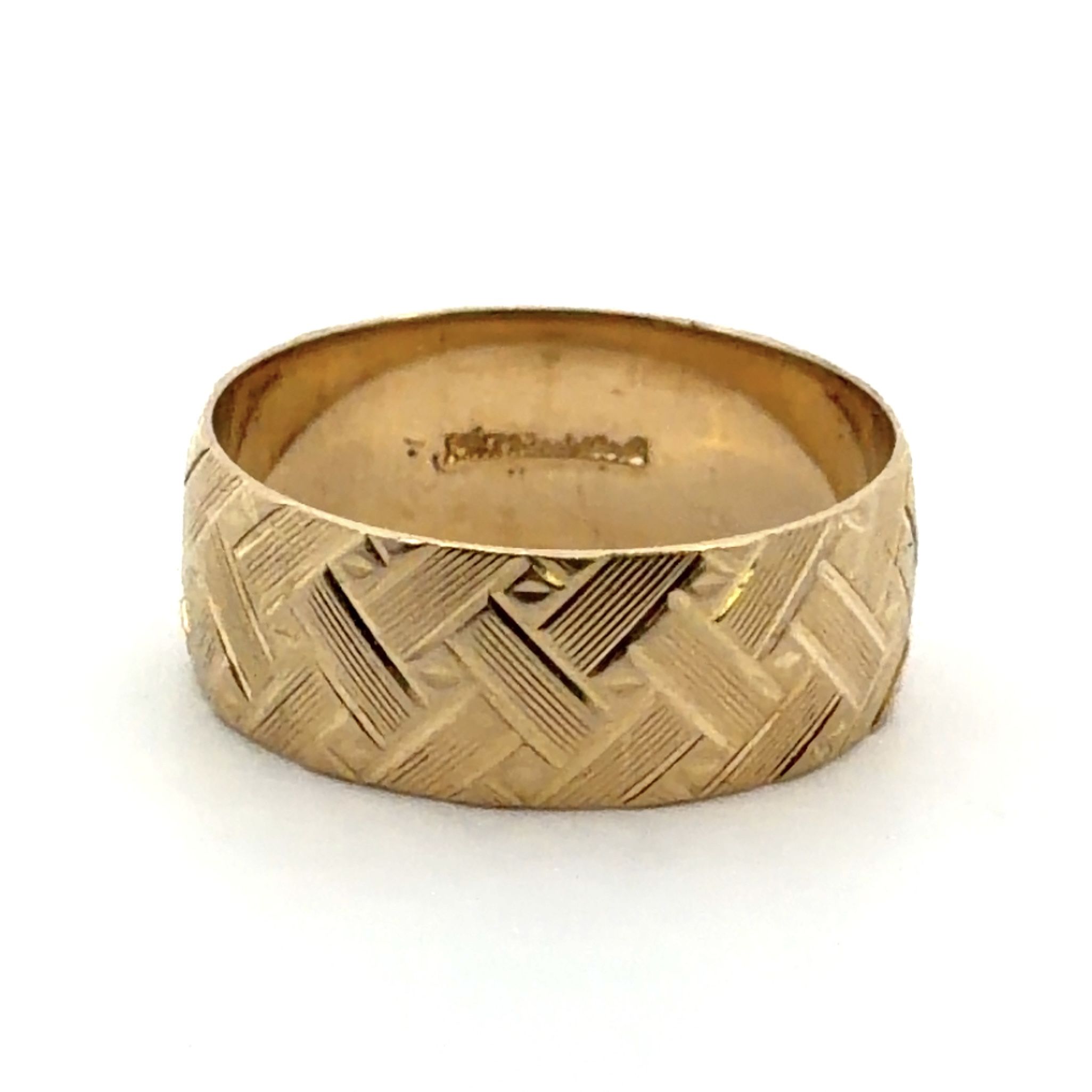 Woman’s Men’s 14k Yellow Gold 8.41mm Crosshatch Basket Weave Wedding Band Ring Size 11 GP3126873