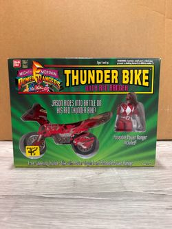 Mighty Morphin Power Rangers Thunder Bike with Red Ranger SIGNED BY AUSTIN ST JOHN