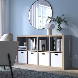 IKEA Kallax Shelving Unit, Gray, Wood Effect Bundle with Cleaning Cloth