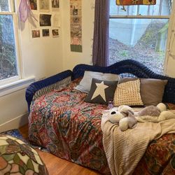 Blue Wicker Day Bed Bed Frame with Trundle