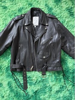 Vintage “The New Age” Black Leather Motorcycle Biker Jacket – Size 48