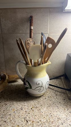 Ceramic Pitcher with Kitchen Utensils Set