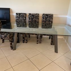 Glass Dining Table With 6 Upholstered Chairs - price includes delivery for whole set