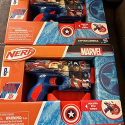 New set of 2 nerf marvel captain America blasters with holsters