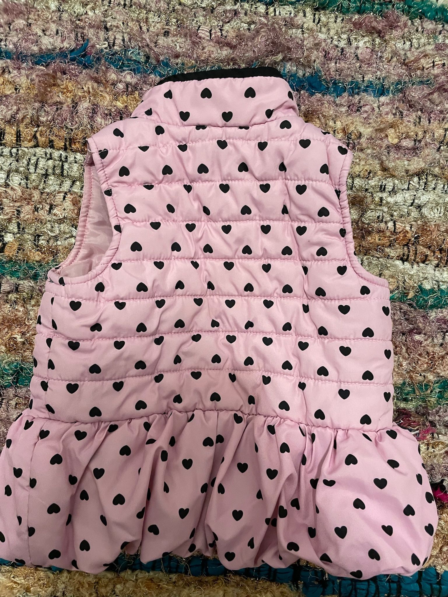 12 Month Vest Pink & Black Hearts