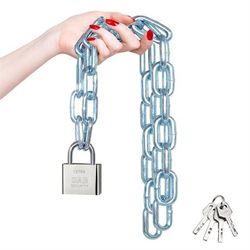 Security Chain and Lock - 39 Inch Heavy Duty 8mm Galvanized Anti-Rust