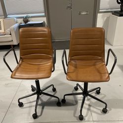 Brown Leather Office Chairs Mid Century