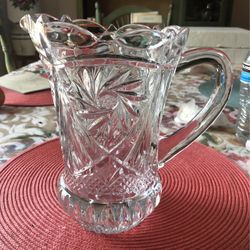 Vintage Heavy Crystal Glass Pitcher 