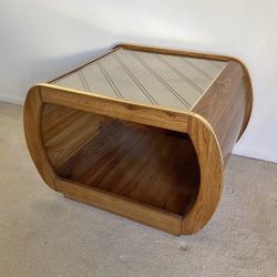 1970s Vintage Wood & Mirror Table