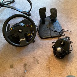 Thrustmaster Gaming Wheel And Pedals W/ Logitech Shifter