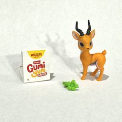 Gazelle (Large Antelope) + Flower (Gumi Yum Surprise - Widlife) Collectible Animal Figurine / Puzzle Toy — with instructions