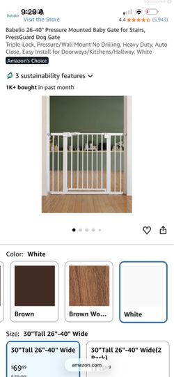 Babelio Pressure Mounted Baby Gate 26-40 in