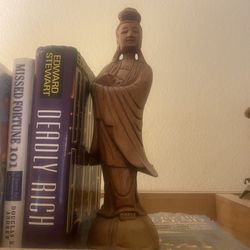 Vintage Wooden 12 inch tall Buddhist Statue