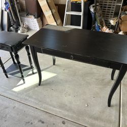 Antique table and bedside table