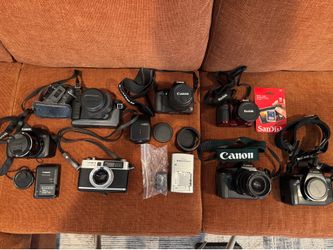Camera Bundle – Canon, Kodak, Yashica + Accessories (Tested Canon Cameras)