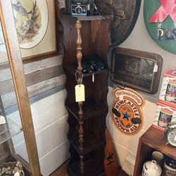 Vintage Solid Wood Corner Shelf 60 In