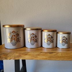Vintage 1950s Decoware Floral Canister Set
