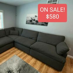 Gray Cloud Dupe Modular Sectional Couch Sofa 
