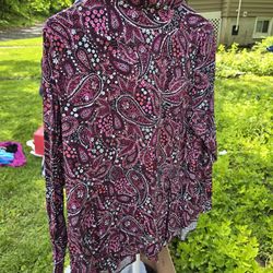 Jessica London Floral Paisley Buttoned Dress Shirt