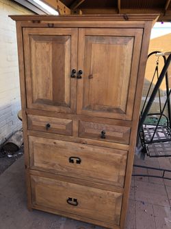Solid Wood Entertainment Center With 4 Drawers