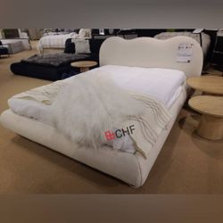 Boucle fabric queen size bed frame  / mattress sold separately 