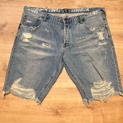 PRPS Barracuda Distressed Blue Jean Shorts Denim AUTHENTIC RARE Men Size 42