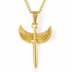Angel Wing Sword New Gold Pendant Chain 