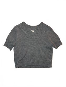 Grey Knitted Short Sleeve Top