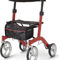 Medline European Style Lightweight Rollator with Backrest – Strong, Comfortable, Maneuverable Support & 300 lbs. Weight Capacity for Greater Freedom &