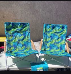 Mainstays Folding Low Seat Soft Arm Beach Bag Chair with