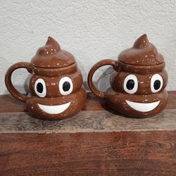2 Emoji Pooh Coffee Mug w/Lid LOT