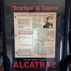 "Scarface" Al Capone From The Warden's Notebook Alcatraz (26" z 19 1/2") Mug Shot Framed Poster For Sale!!!