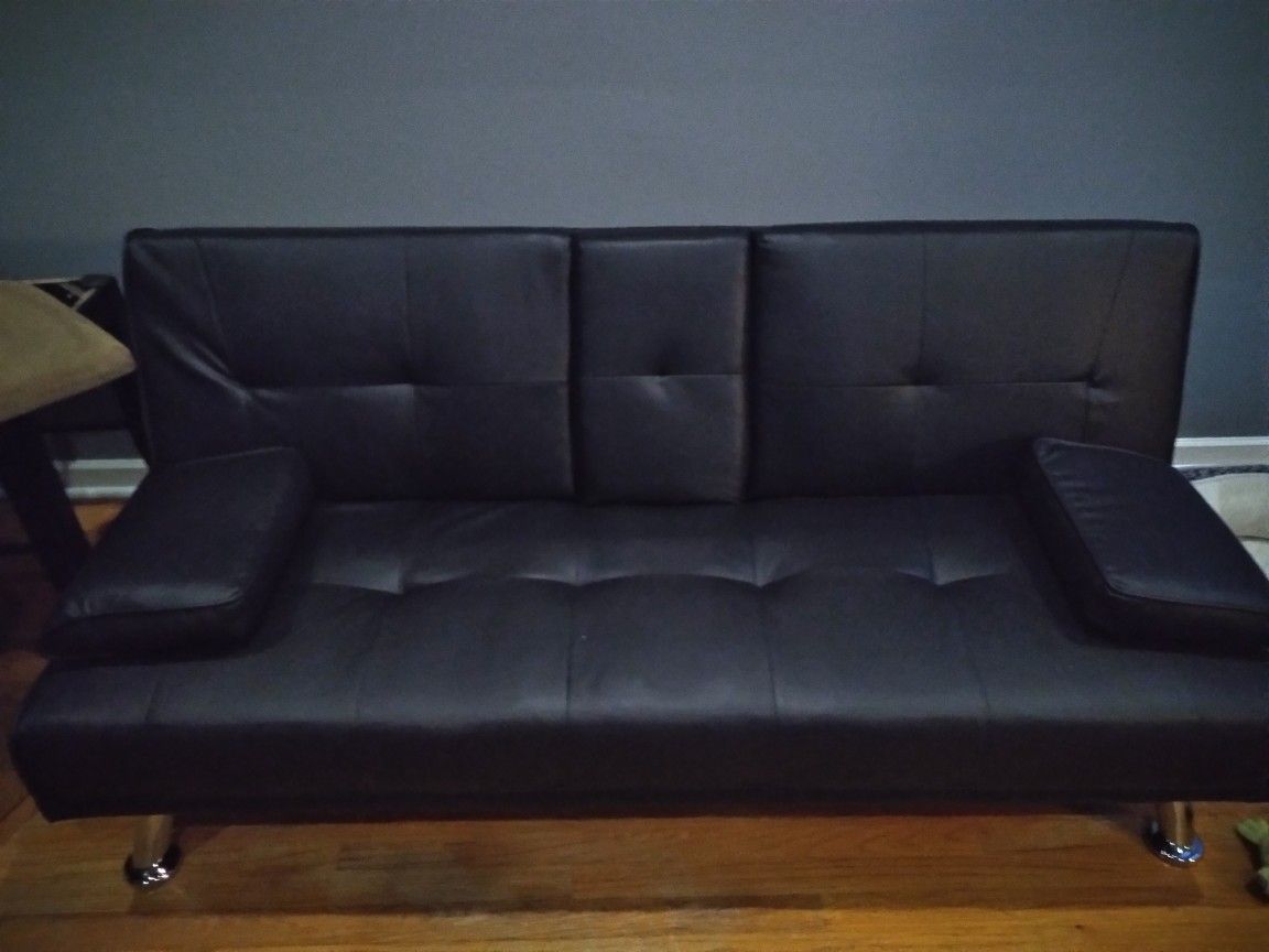 Black leather futon