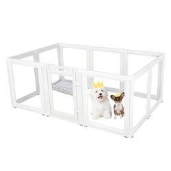 Large White Dog Playpen with Gate
